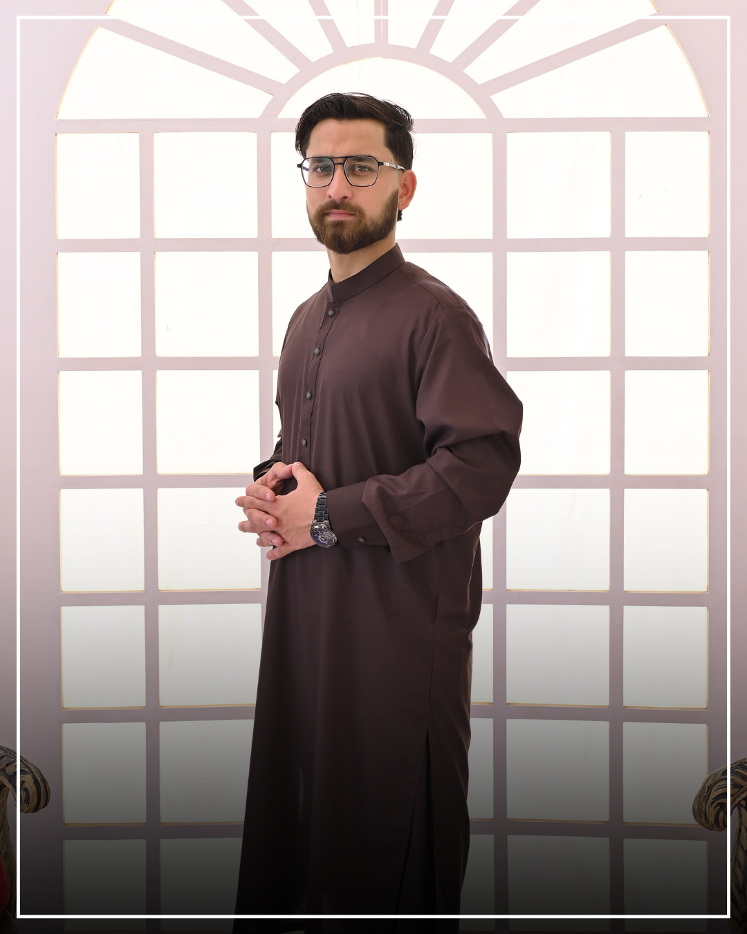 RUST BROWN - Sherwani Collar