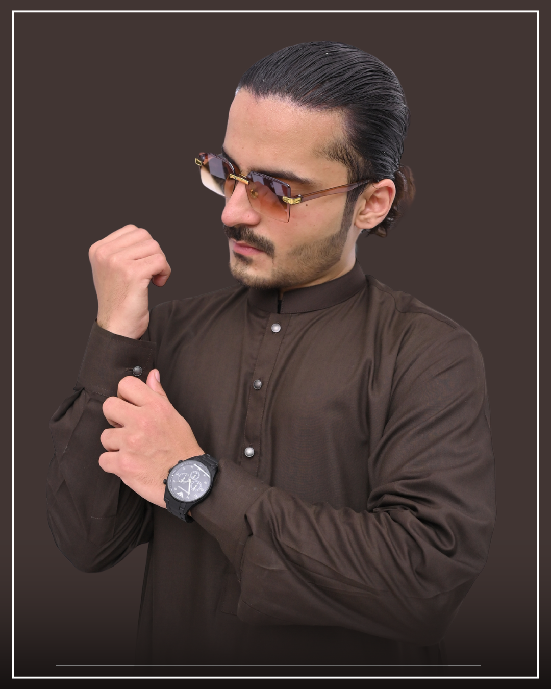 EARTH OLIVE - Sherwani Collar