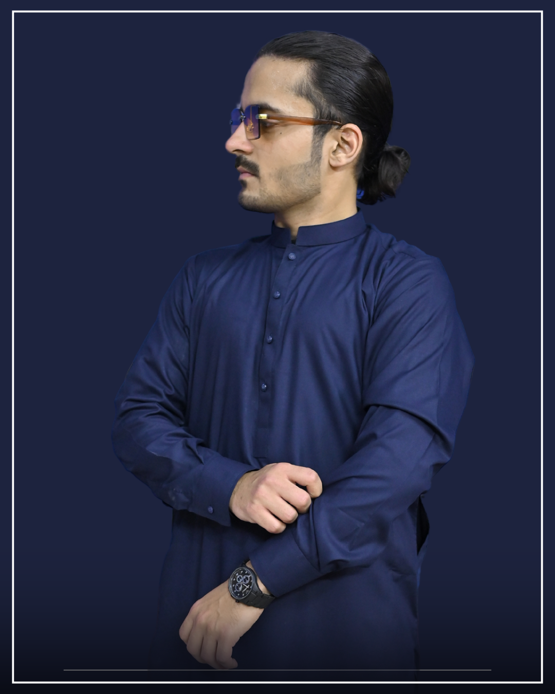 ELITE NAVY - Sherwani Collar
