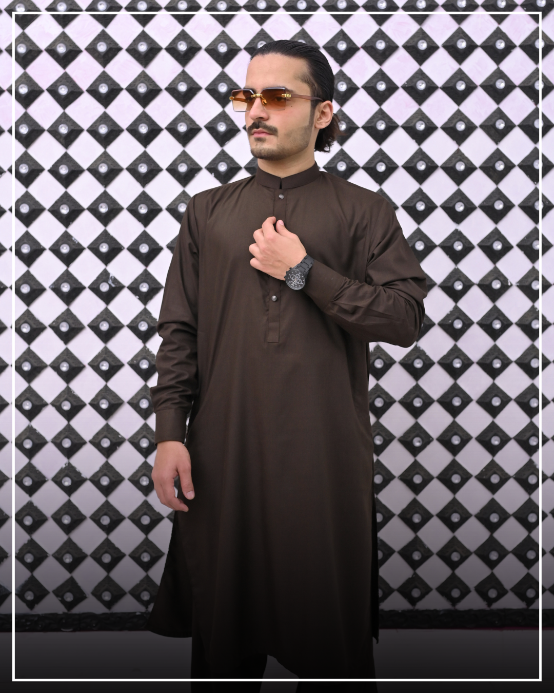 EARTH OLIVE - Sherwani Collar