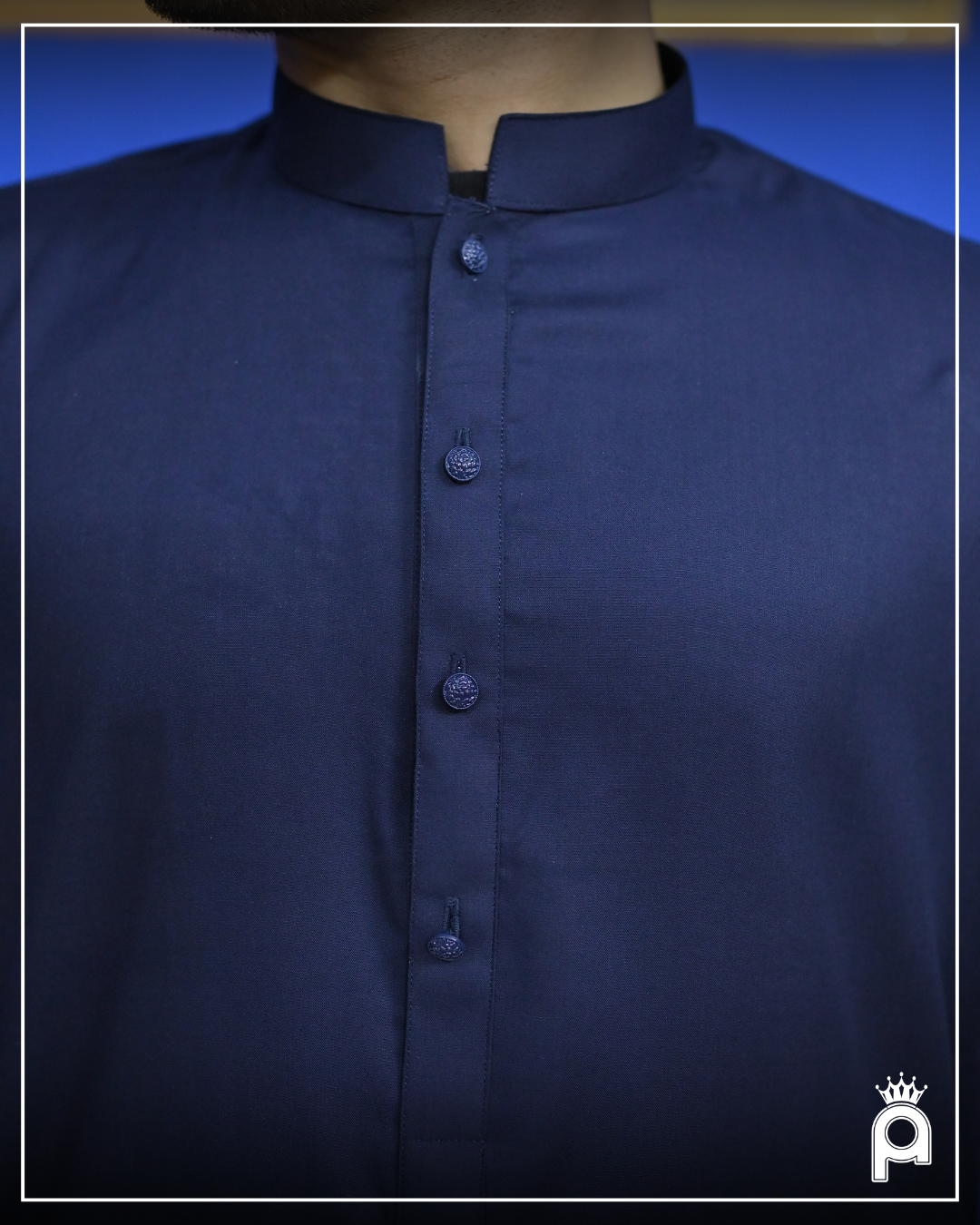 ELITE NAVY - Sherwani Collar