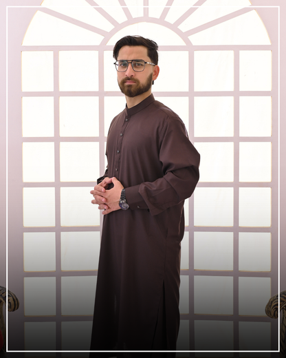 RUST BROWN - Sherwani  Collar