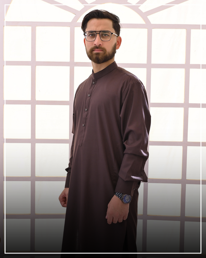 RUST BROWN - Sherwani  Collar