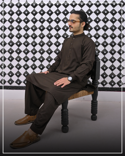 EARTH OLIVE - Sherwani Collar